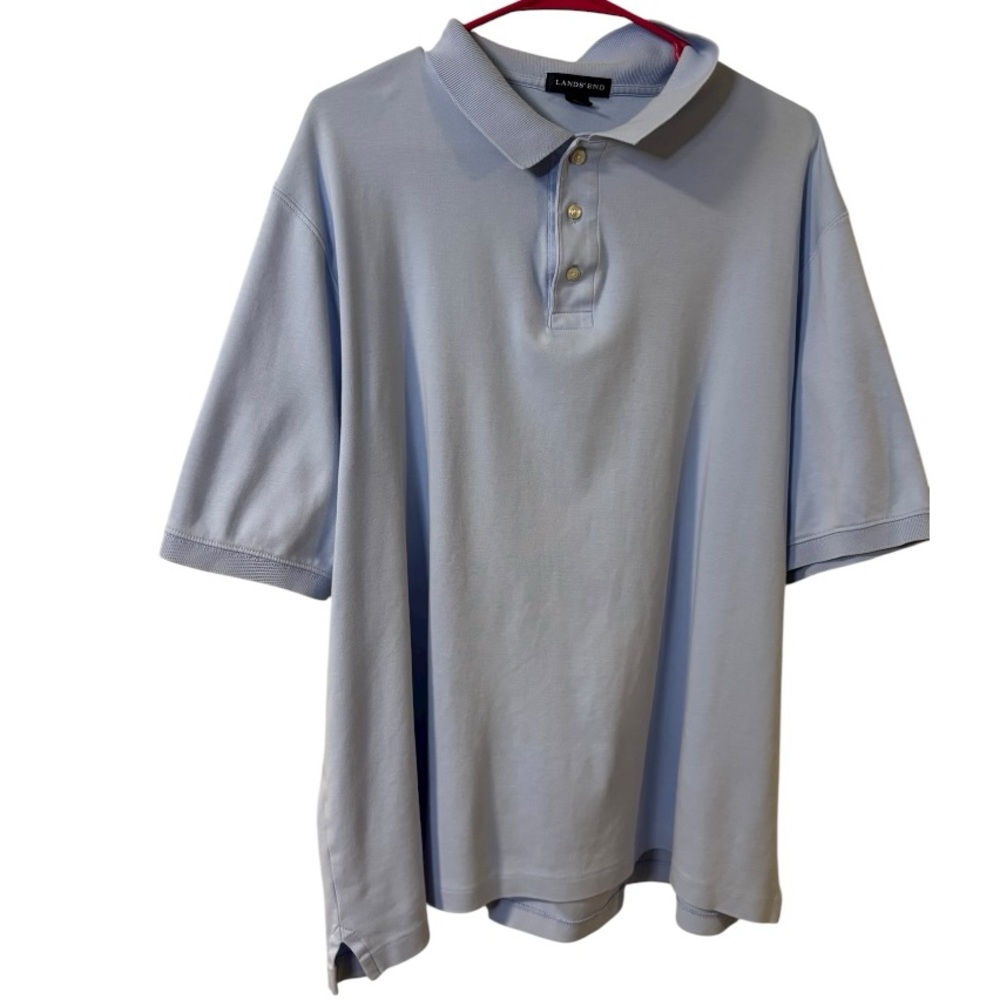 Lands' End Men's Sky Blue Polo Shirt Size XL 💯% Pima Cutton